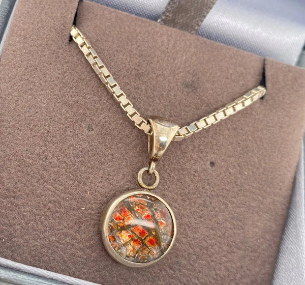Ammolite Round Pendant Set in Sterling Silver PN E00424H