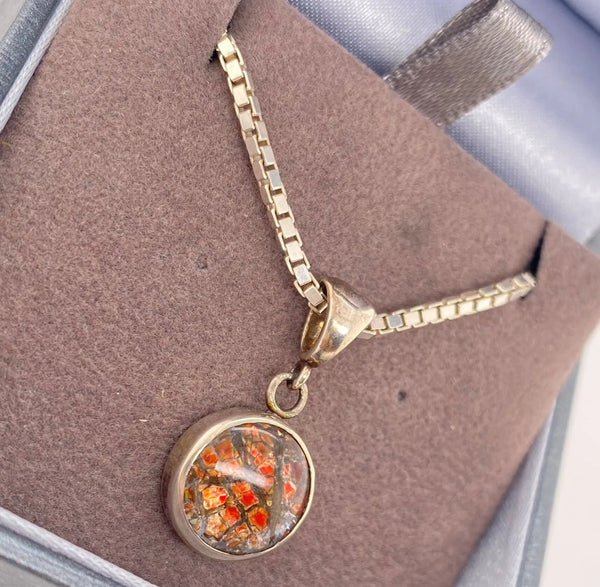 Ammolite Round Pendant Set in Sterling Silver PN E00424H