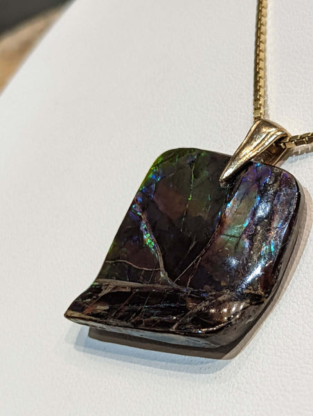 Ammolite Freeform Pendant that is 30x35mm PN E2123C