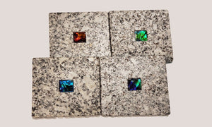Ammolite Coasters and Wine Charms from Empire Ammolite