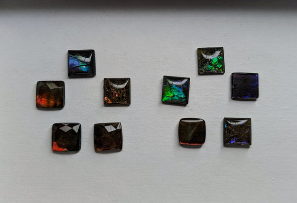 Square Ammolite gemstone size 10mm natural and genuine : E00bundle32