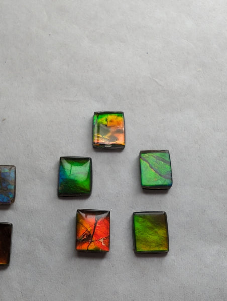 Rectangle Ammolite gemstone size 8X10mm natural and genuine : E00bundle38