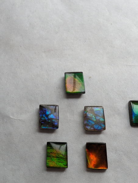 Rectangle Ammolite gemstone size 8X10mm natural and genuine : E00bundle38