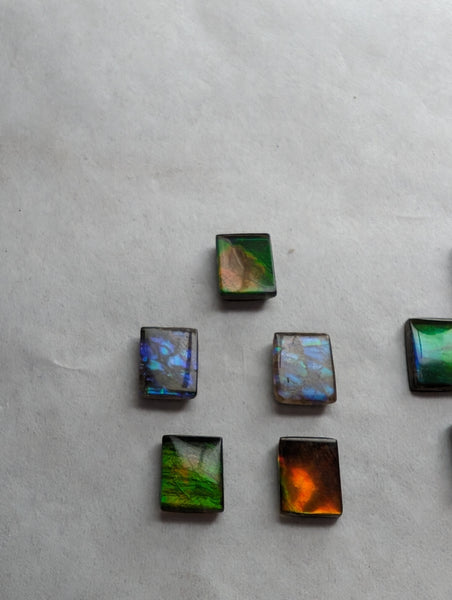 Rectangle Ammolite gemstone size 8X10mm natural and genuine : E00bundle38