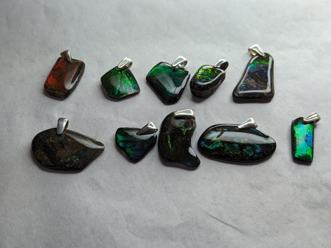 Ammolite Freeform Bundle with Silver Bail: E00Bundle61