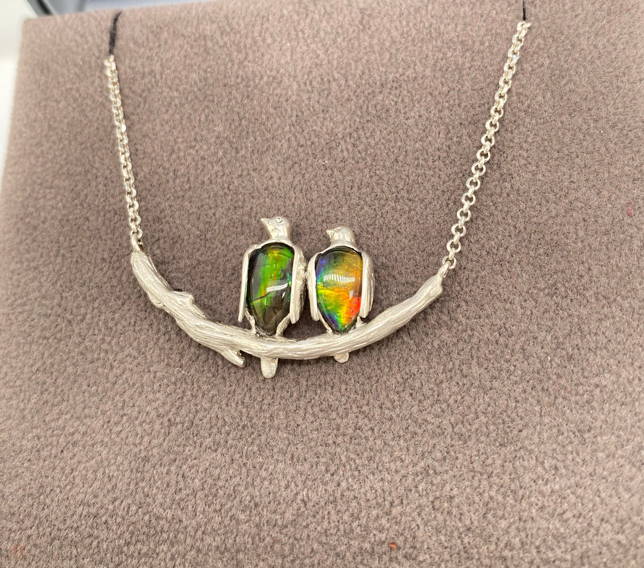 Ammolite Birds on Branch Pendant PN E21214