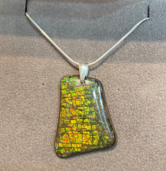 Ammolite Freeform and Sterling Silver Bail PN ES153-AA