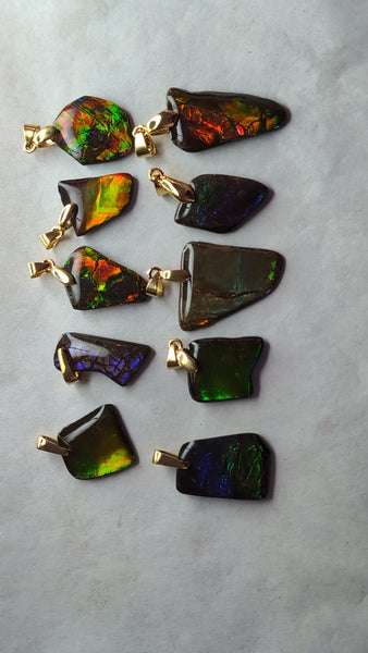Ammolite Freeform Bundle with Gold Plated Bail: E00Bundle60