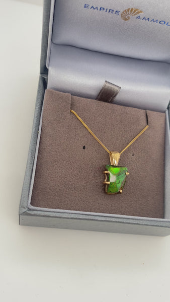 Ammolite Piece of Me Gold Pendant With 14/20 Gold Chain PN: ES157-AA