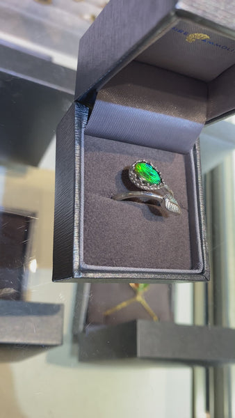 Ammolite Silver Ring in a Split Setting Video PN AZ013
