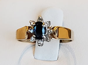 Sapphire Ring with Diamond Accents in a Princess Style E72020