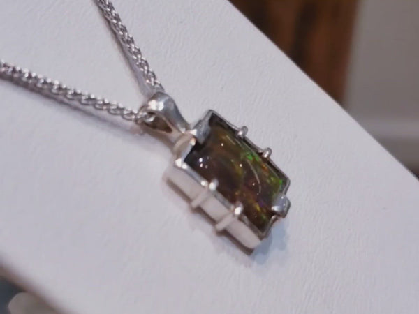 Ammolite 10x12mm Sterling Silver Pendant PN: E20141