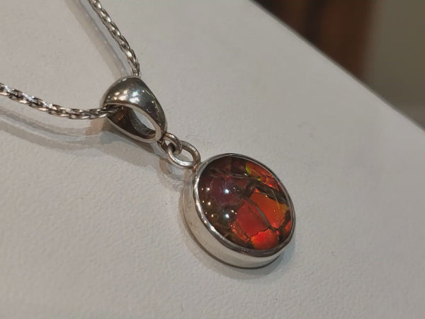 A Beautiful Genuine Alberta Red Ammolite Pendant 