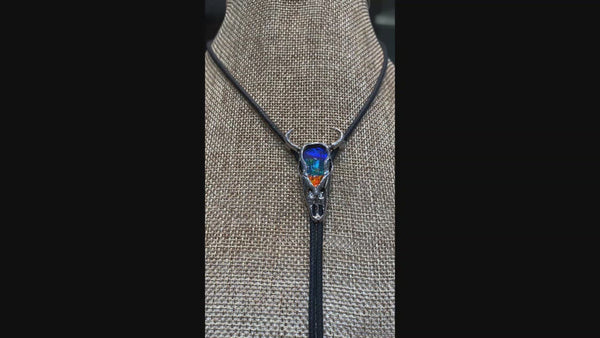 Ammolite Silver Buffalo Bolo Tie Video PN E21251