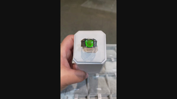 Ammolite Silver Ring with a Checker Pattern Video PN E21283