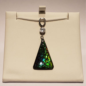 Ammolite Sterling Silver Freeform Pendant with a Diamond PN: AF-8N49 %product from Empire Ammolite