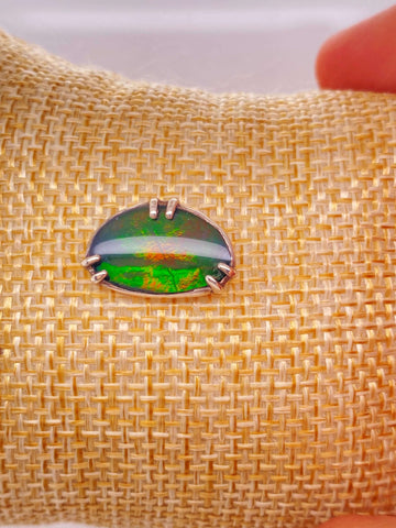 Ammolite Bean Shaped Silver Pin PN E10373