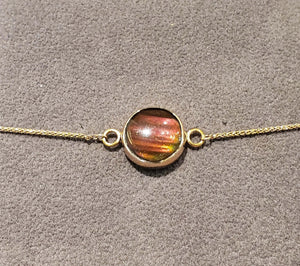 Ammolite Bracelet Set in Rose Gold with a 12mm Gemstone Pn: E035521 
