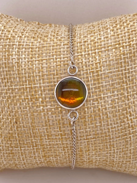 Ammolite Bracelet Set in Silver with a 12mm Gemstone PN E035518 