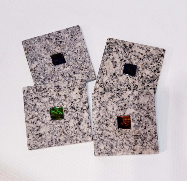 Ammolite Coaster with Ammolite Gemstone  PN: E150111 %product from Empire Ammolite