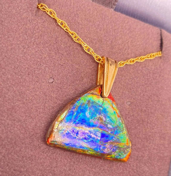 Ammolite Freeform Pendant that is 21X25MM Left View PN E13562 