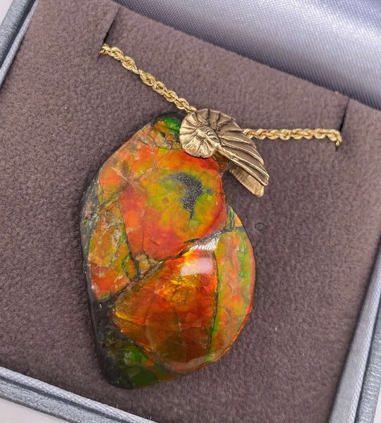 Ammolite Freeform Pendant that is 22x36mm PN E1341Q 
