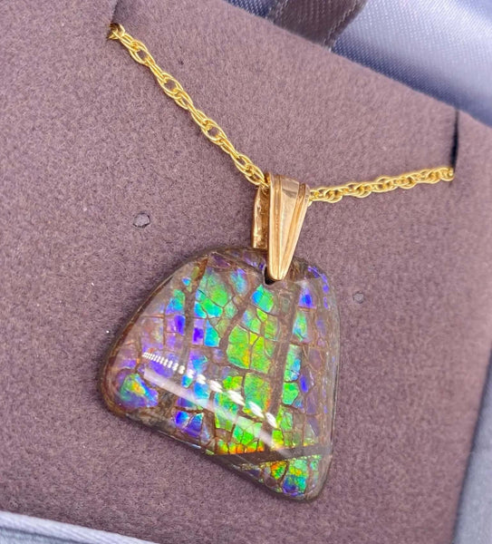 Ammolite Freeform Pendant that is 23x21mm Right View PN E20361 