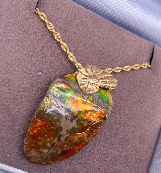 Ammolite Freeform Pendant that is 27x17mm PN E20651 