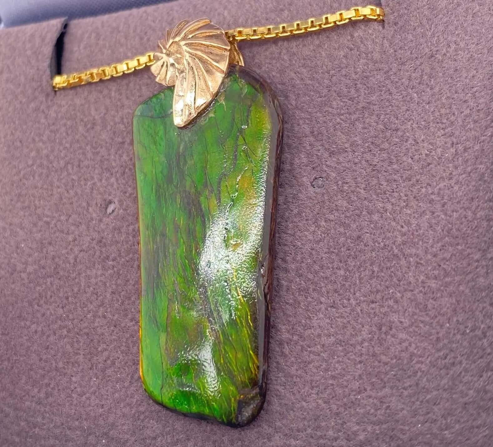 Ammolite Freeform Pendant that is 32x15mm Right View PN E20261 