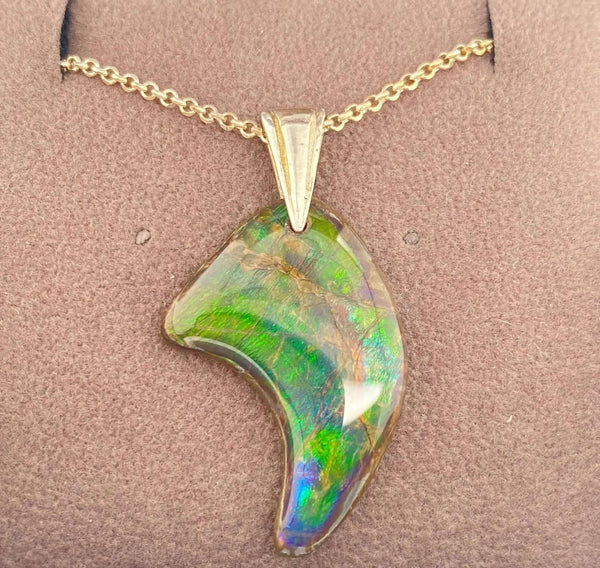 Ammolite Freeform and Sterling Silver Bail 28x18mm PN E20181 