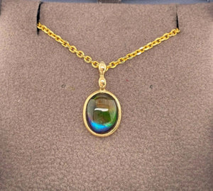 Ammolite Gold Oval Pendant with 8x10mm Gemstone PN E033713 