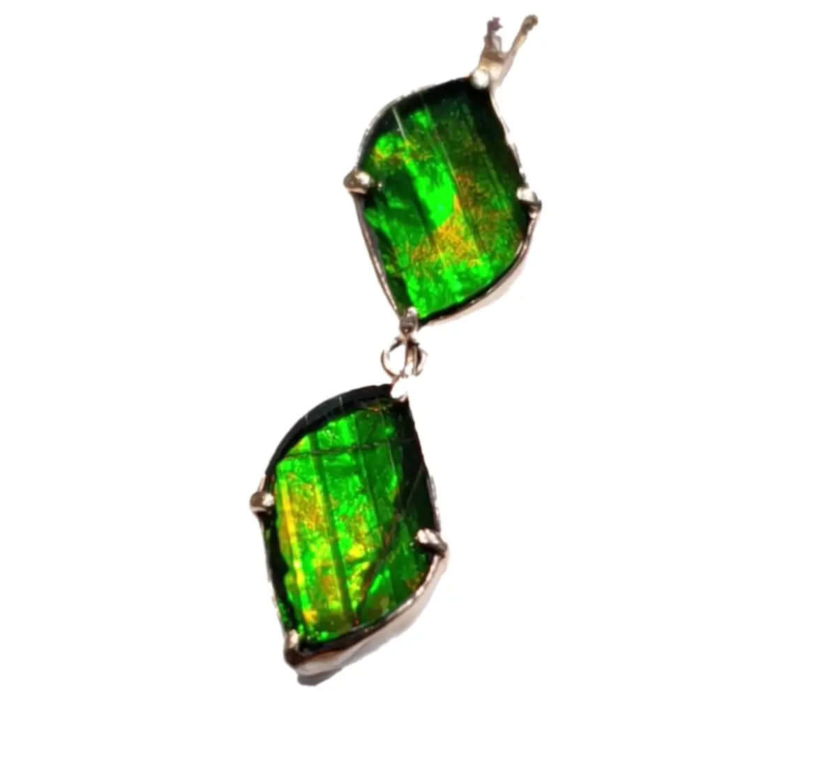 Ammolite Gold Pendant With Two Marquise Gemstones PN: E004233 %product from Empire Ammolite
