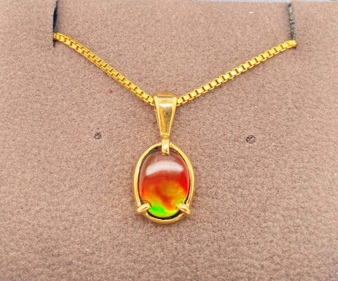 Ammolite Gold Pendant with an Oval Gem Set in 14KYG PN E20824 