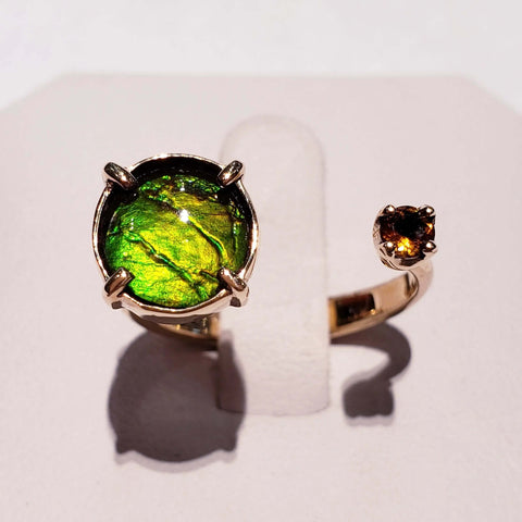 Ammolite Gold Ring with Citrine PN E20841