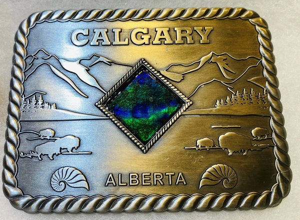 Ammolite Large Calgary Alberta Belt Buckle Blue Green PN E21301 
