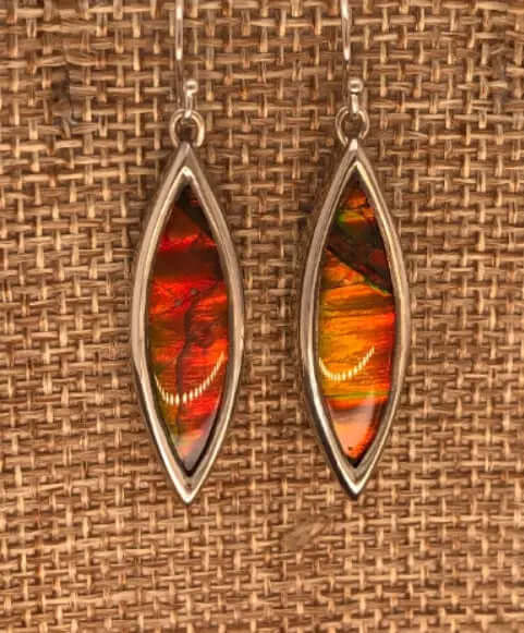 Ammolite Marquise Drop Earring Front View PN E20491 