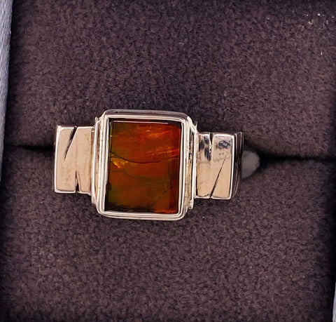 Ammolite Men's Unisex Ring in Silver PN E20822 
