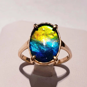 Ammolite Oval Ring in 14K Yellow Gold PN E004221 %product from Empire Ammolite