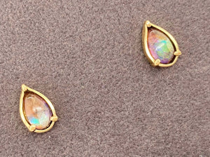 Ammolite Pear Gold Earrings Right View PN E00423P