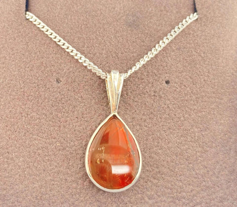 Ammolite Pear Pendant in Sterling Silver PN E20192 