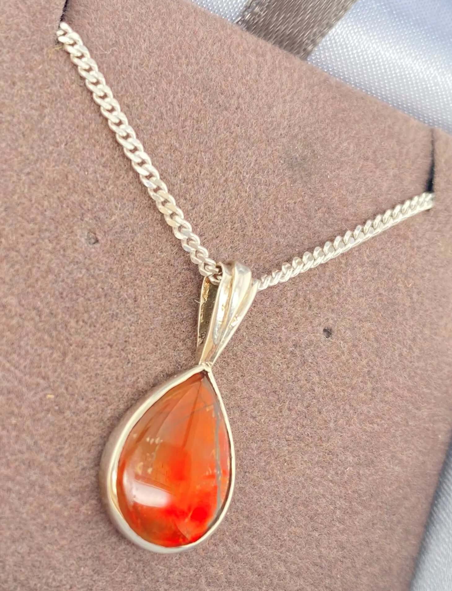 Ammolite Pear Pendant in Sterling Silver Right View PN E20192 