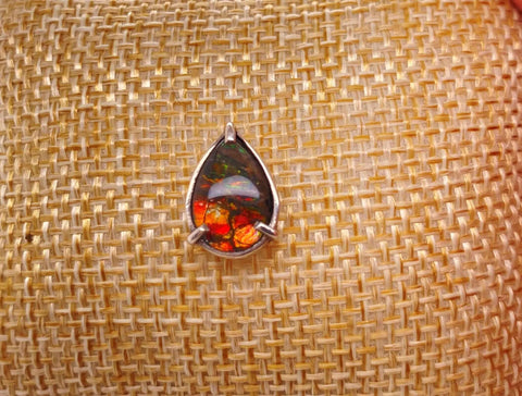 Ammolite Pear Silver Pin PN E10584 