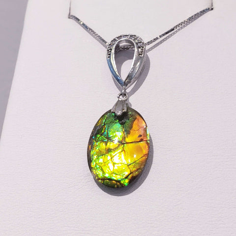 Ammolite Pendant Set in Silver with 12x15mm Gemstone Pn. AF-20194 %product from Empire Ammolite