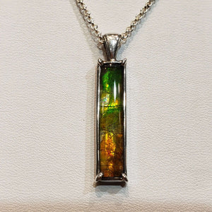 Ammolite Pendant in  SLV "Power Pendant" Line 5X25MM Imperial Gemstone. PN. E10333 %product from Empire Ammolite