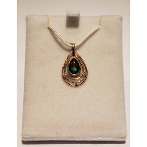 Ammolite Pendant with Three Diamonds Set in Gold  PN: AF-8N26 %product from Empire Ammolite