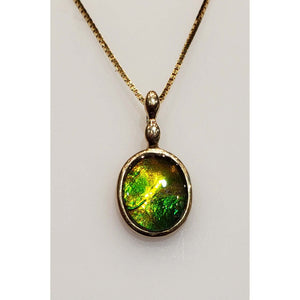 Ammolite Pendant with a 6x8mm Oval Gemstone Set in 14KYG PN: E004219 %product from Empire Ammolite