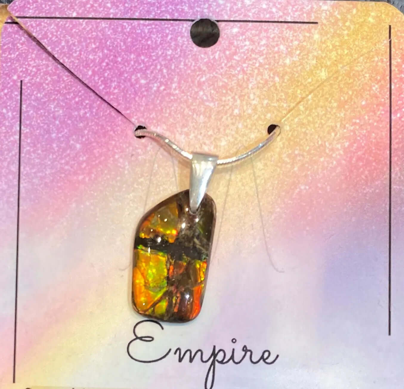 Ammolite Petite Pendant with a Chain Included: PN: ES150-AA %product from Empire Ammolite