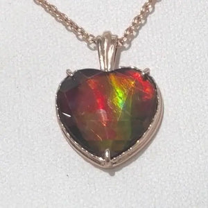 Ammolite Rose Gold Pendant with Heart Shaped Gem PN: E21201 %product from Empire Ammolite