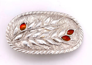 Ammolite Silver Belt Buckle with Three Gemstones PN E21292 %product from Empire Ammolite