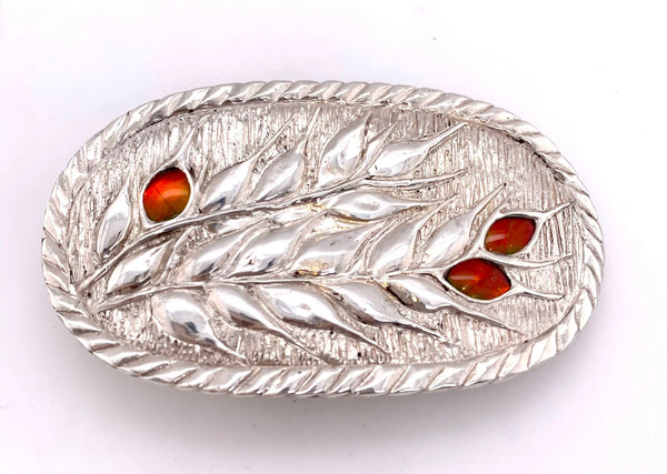 Ammolite Silver Belt Buckle with Three Gemstones PN E21292 %product from Empire Ammolite